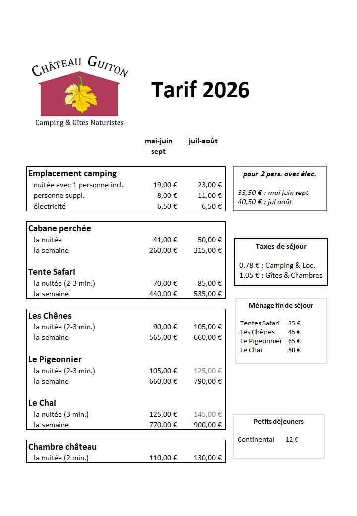 Tarif 2026